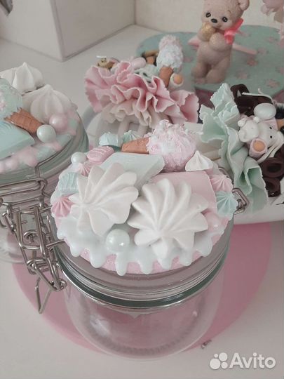 Банки стеклянные с декором из полимерной глины