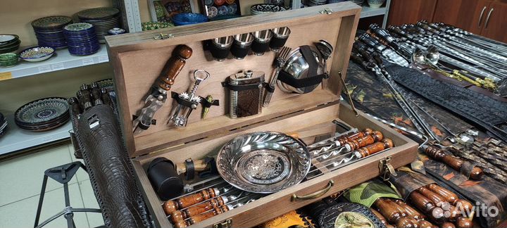 Набор шампуров большой в кейсе (в дереве)