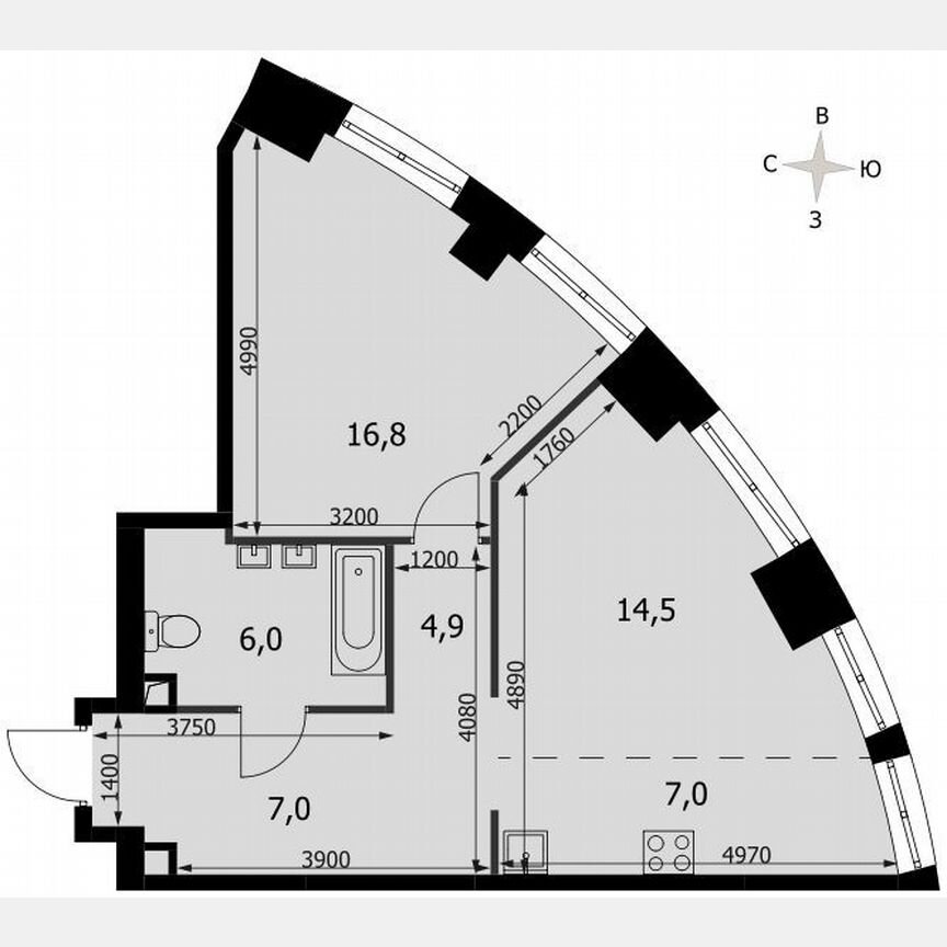 1-к. квартира, 56,2 м², 4/44 эт.