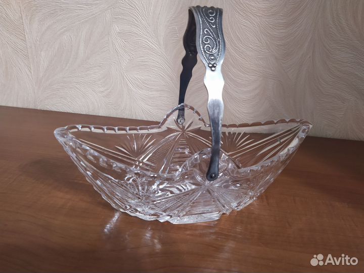 Хрустальная конфетница ладья