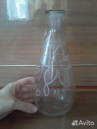 Графин СССР винтаж с рисунком без пробки