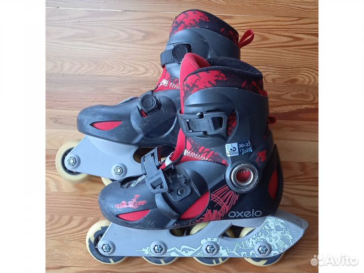 Роликовые коньки детские р.30-32, шлем, защита