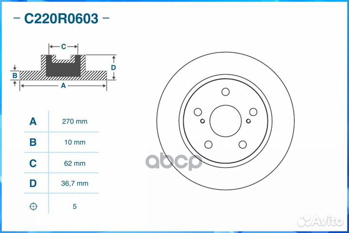 Тормозной диск задний C220R0603 C220R0603 cworks