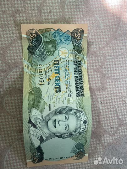 Купюра 1/2 багамских доллара