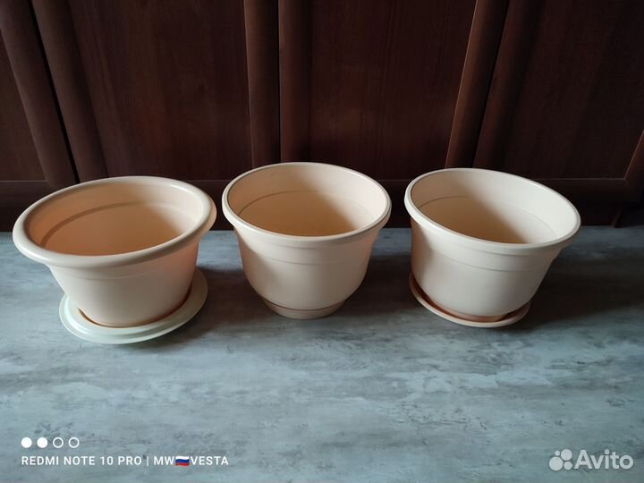 Горшок цветочный, пластик 7,5л - 6,3л