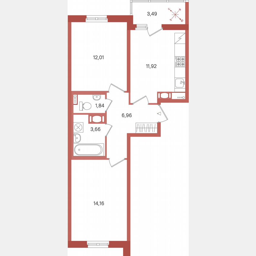 2-к. квартира, 52,3 м², 9/11 эт.