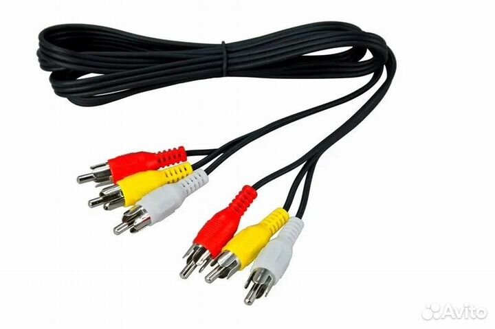 Кабель RCA x3-RCA x3 (тюльпаны) черный, новый 1 м