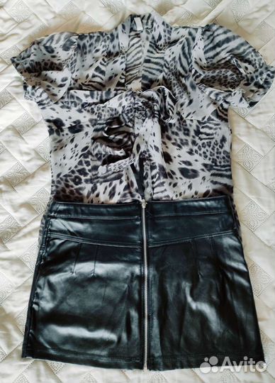 Юбка кожаная