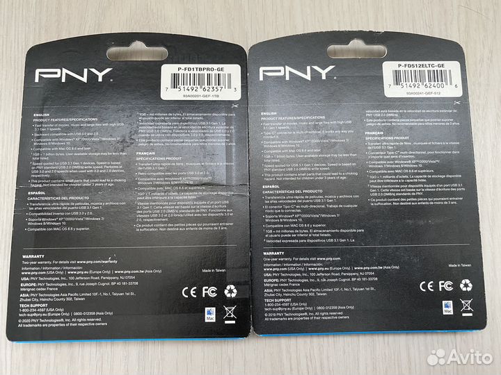 USB накопитель PNY Pro Elite 1TB и 512Gb