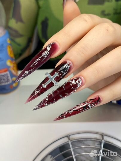 Маникюр наращивание crazy дизайн экстра длина
