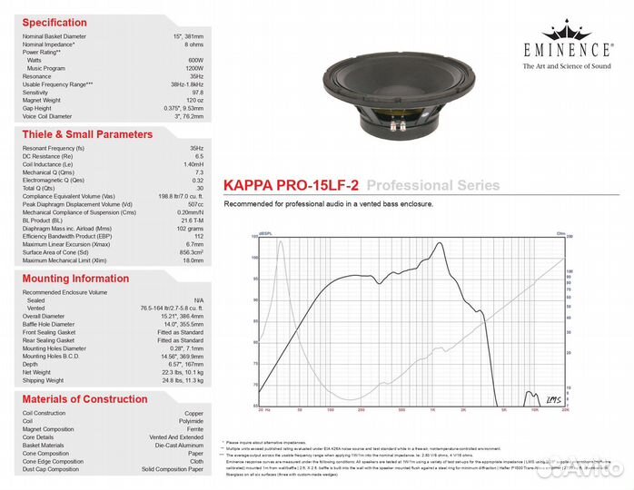 Eminence Kappa Pro-15LF-2 (США)