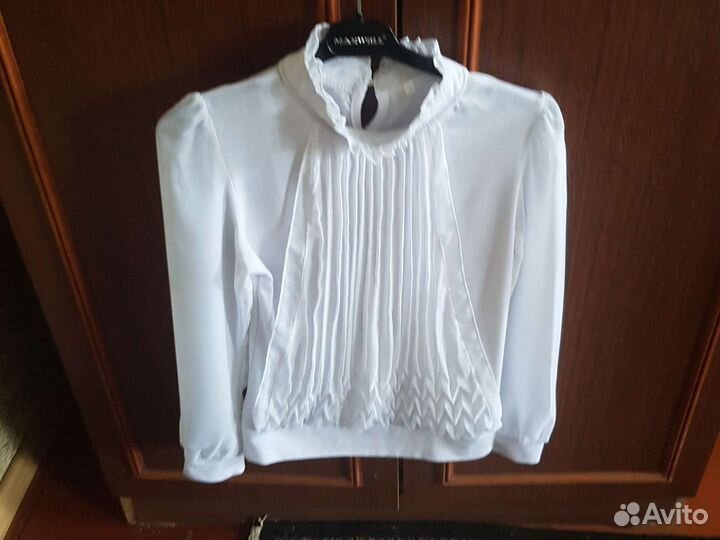 Блузка белая для девочек 140