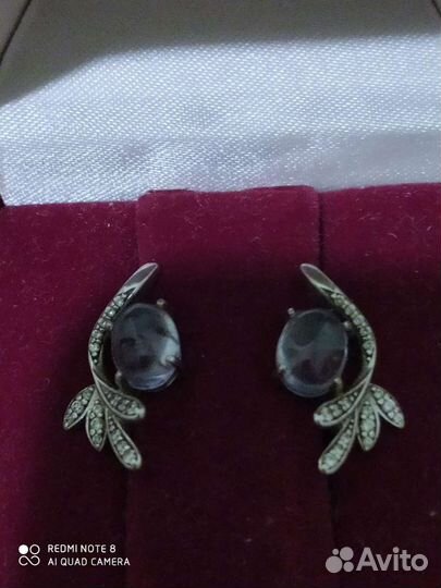 Серьги серебро с топазами и фианитами