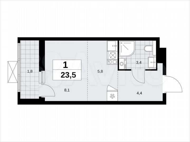 Квартира-студия, 23,5 м², 11/19 эт.