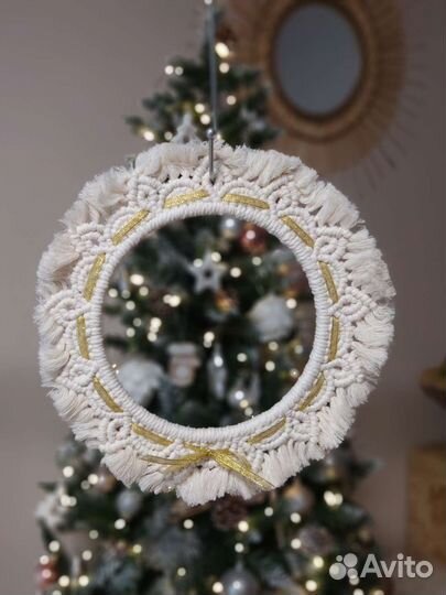 Венок макраме настенный декор