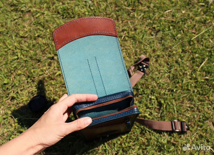 Мотосумка на бедро из натуральной кожи