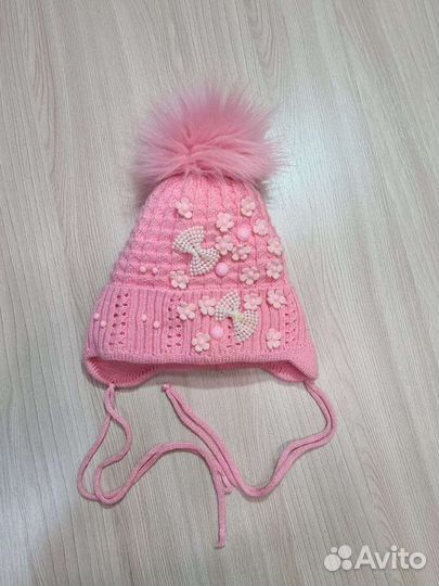 Шапка тёплая на девочку 1г