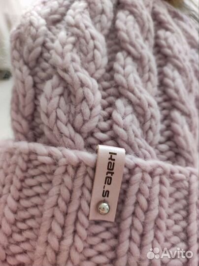 Шапка ручной работы из шерсти мериноса 58-60