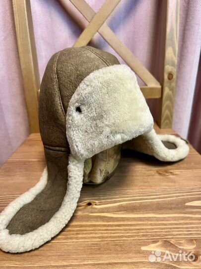 Шапка ушанка из овчины в стиле авиатор Wigen