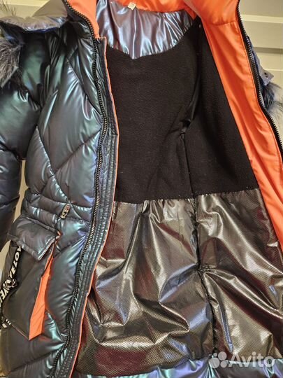 Пальто зимнее для девочки утеплённое Рост 128-134