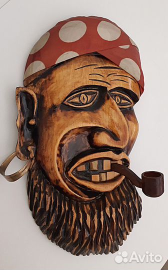 Пират с трубкой настенный, дерево, металл, СССР