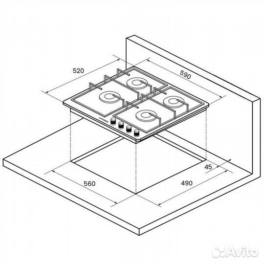 Встраиваемая газовая панель Kuppersberg FQ6TGB