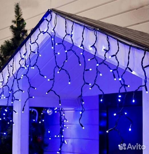 Фасадное освещение. Монтаж. Гирлянда бахрома