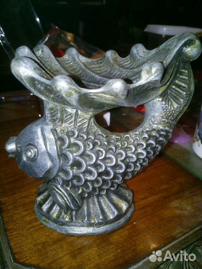 Пепельница чугун Рыбка Рыба с ракушкой СССР