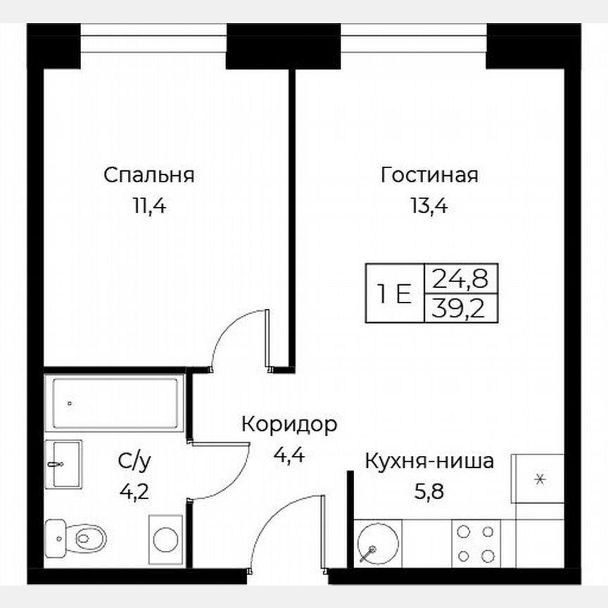 1-к. апартаменты, 39,2 м², 23/30 эт.