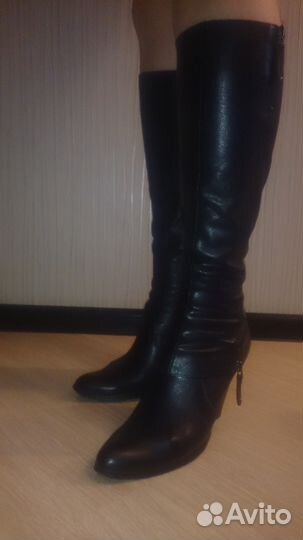 Сапоги нат кожа на тонкую ногу