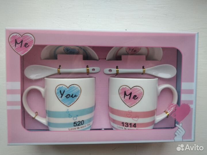 Подарочный набор кружки, блюдца, ложки