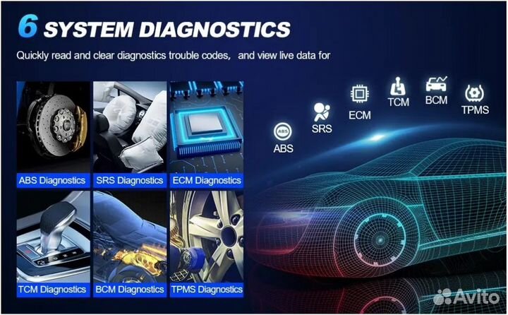 Автосканер Mucar CS6 OBD2 6 систем 7 сбросов