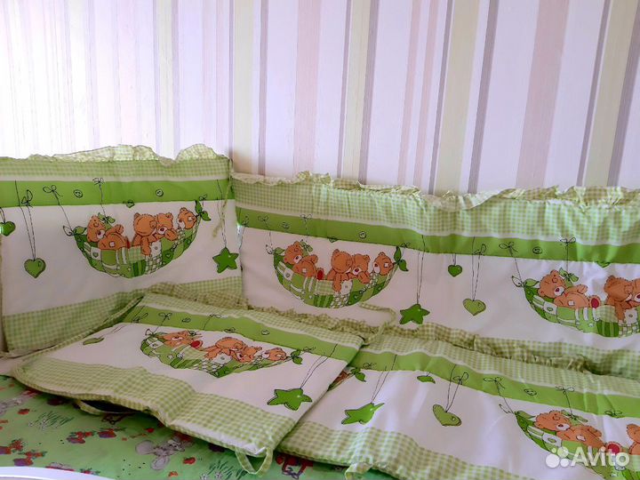 Бортики в детскую кровать новые 100 х/б