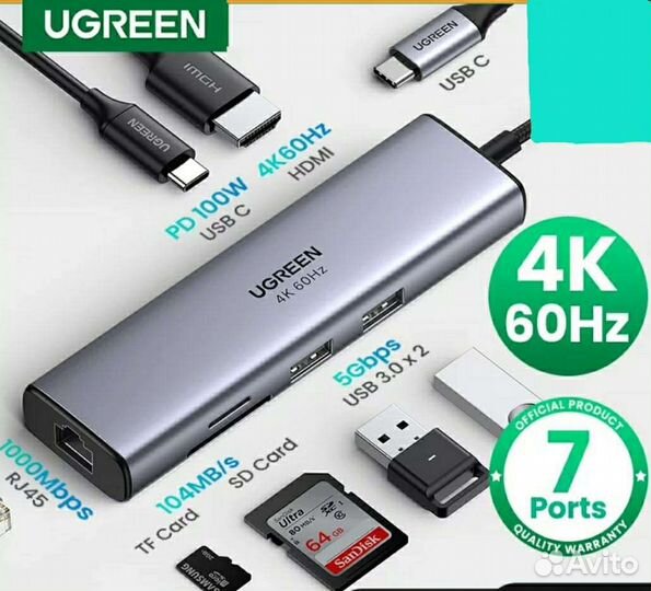 USB Hub Ugreen 7 in 1 Gleam Series Macbook