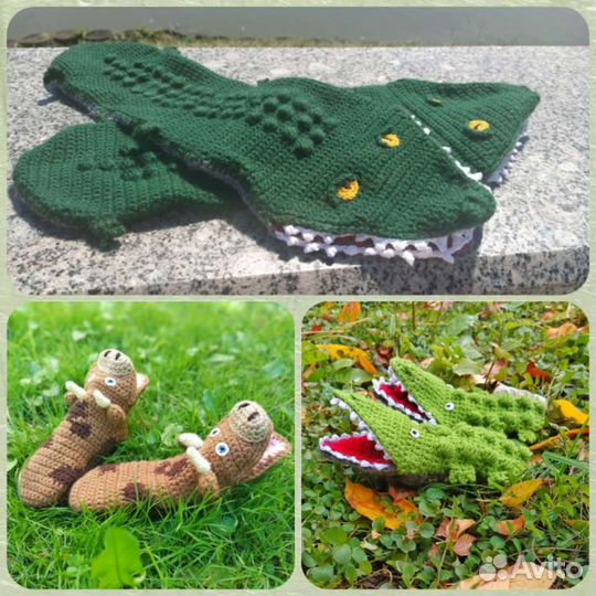 Вязаные носки ручной работы в виде забавных животн