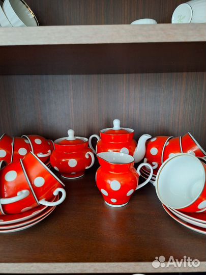Чайный сервиз в горох СССР на 10 персон