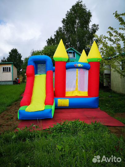 Детский надувной батут с горкой