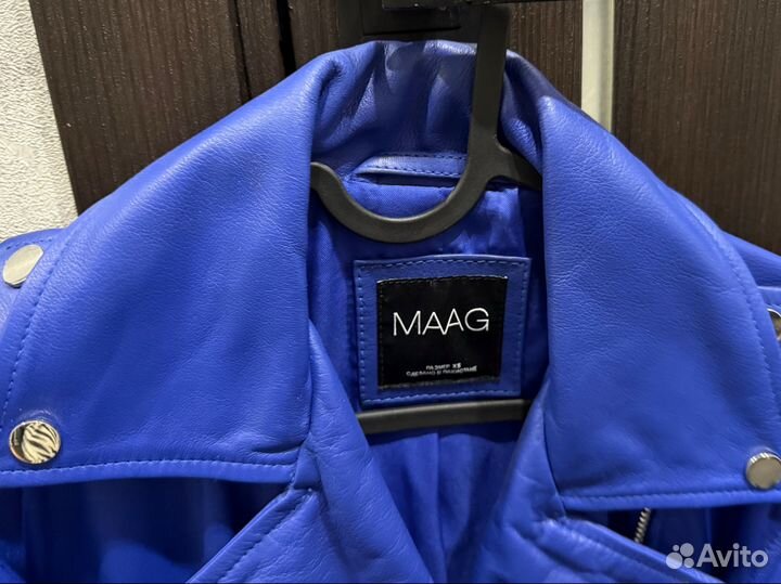 Косуха кожаная синяя, кожаная куртка