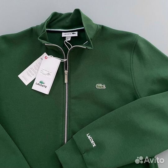 Свитшот lacoste на молнии зеленый