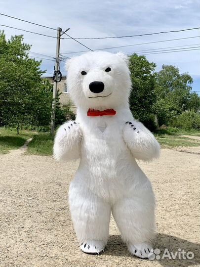 Белый медведь костюм для аниматора(ростовая кукла)