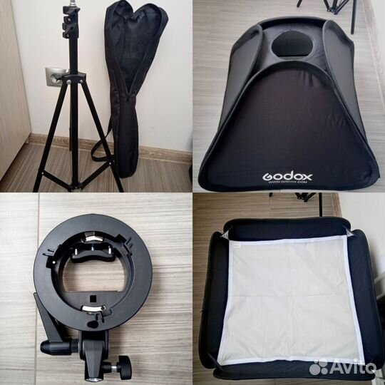 Софтбокс + кронштейн для вспышки + стойка 2 м