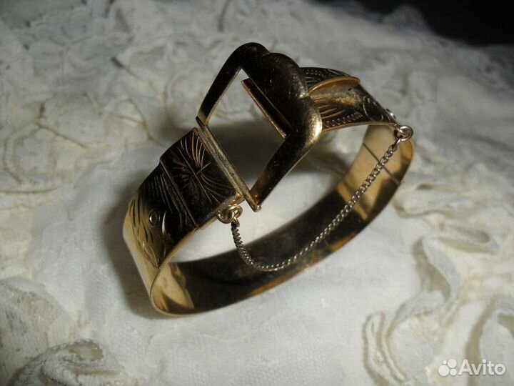 Редчайший Винтажный Золотой Браслет-Манжета