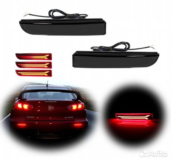 Светящиеся катафоты заднего бампера Lancer 10