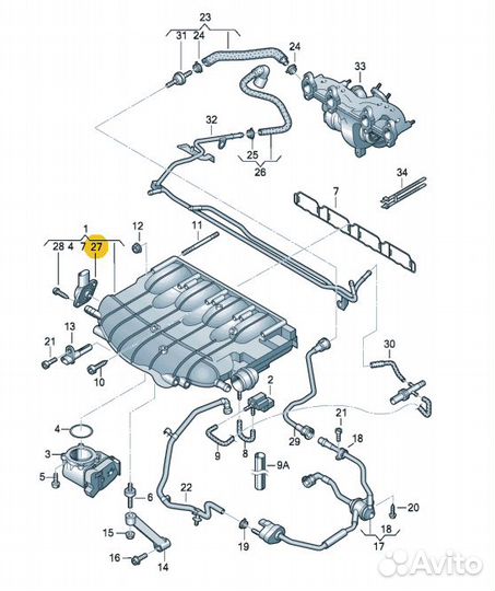 Датчик вихревых заслонок VAG EA888 1.8-2.0 GEN2