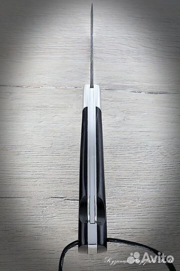 Нож складной Волк сталь дамаск накладки акрил черн