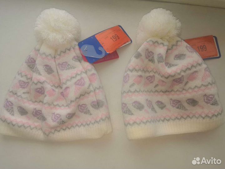 Шапка для девочки, для двойни, новые