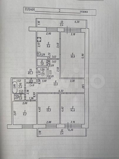 4-к. квартира, 92,1 м², 2/9 эт.