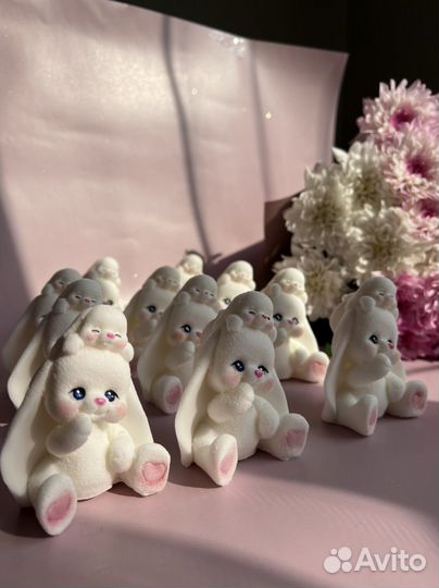 Мыло ручной работы зайка с малышом зайчик