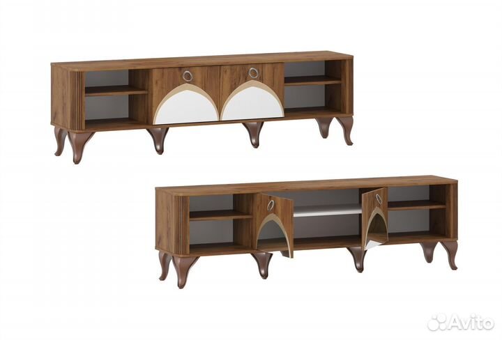 Тумба под тв с зеркальными вставками