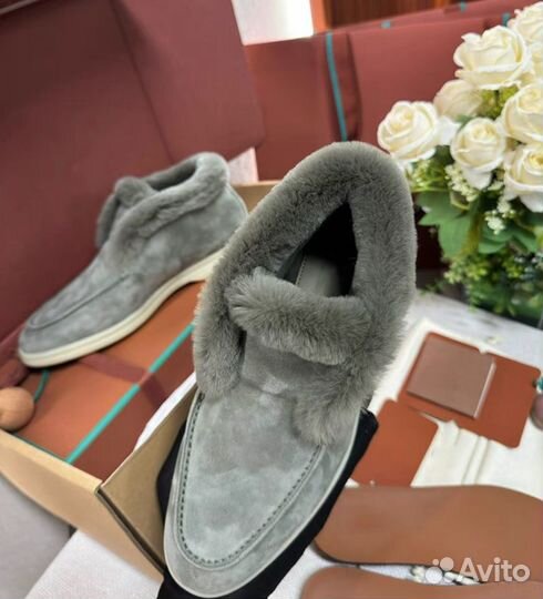 Лоферы loro Piana open walk с мехом